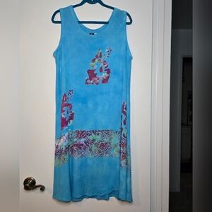 Vintage Hibiscus Collection Hawaii One Size Tye Dyed Dress